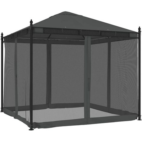 vidaXL Gazebo con Pareti in Rete Antracite 2,93x2,93 m in Acciaio (1/5)