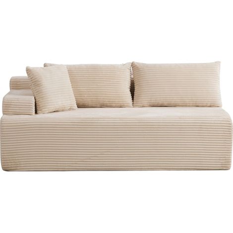 Fauteuil Modulaire - 1 Place - Confort Moelleux - Chenille - Chaiselongue & Coussins Inclus - Mousse Haute Densité - Moderne - Beige (1/5)