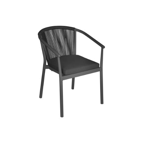 Sedia con schienale in corda e seduta a doghe in alluminio grigio antracite MALIGI HOME MG-CARLOTTA Antracite (1/2)