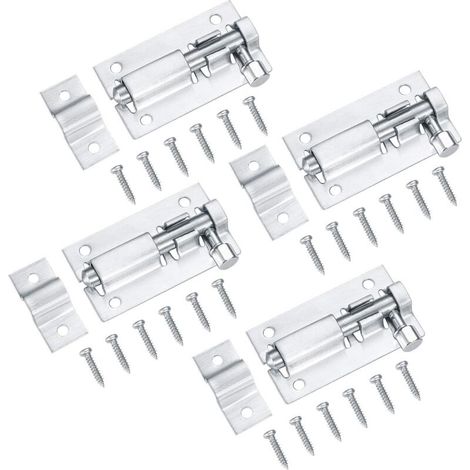 SHINING HOUSE Lot de 4 verrous de porte, verrous pour portes coulissantes, verrous de porte, pênes de verrouillage, pêne en acier inoxydable pour chambre et salle de bain - 5 cm