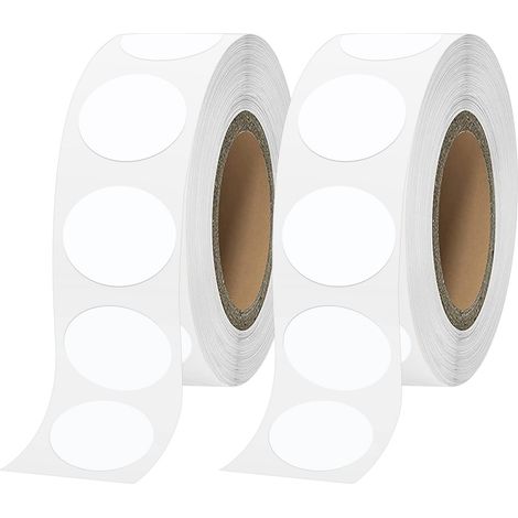 Autocollants Ronds (2000Pcs), 2 Tomes 1000Pcs Gommettes Autocollantes Rondes, 25mm Pastille Autocollante Étiquettes de Codage Adhésifs pour Calendriers Scolaires Bureau Art (Blanc) (1/5)