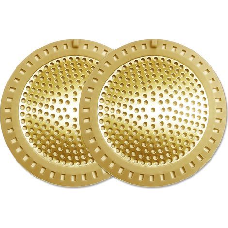 CCYKXA Set of 2 Gold Stainless Steel and Silicone Shower Drain Plugs (1/5)