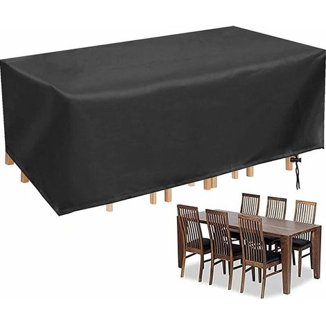Copertura per tavolo da giardino rettangolare, copertura per tavolo da giardino per esterni, impermeabile, anti-UV, in tessuto Oxford resistente, per tavolo e sedia da giardino - 242 x 162 x 100 cm, S