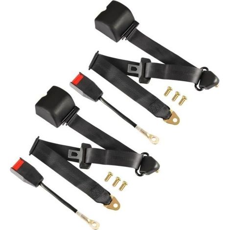 2PCS Universel 3 points réglable ceinture de sécurité du véhicule Auto Voiture Car VAN Seat Belt +Boulons (1/4)