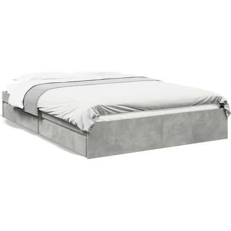 Lit double,Lit adulte,Cadre de lit avec tiroirs sans matelas gris béton 160x200 cm CFW2287422 (1/5)