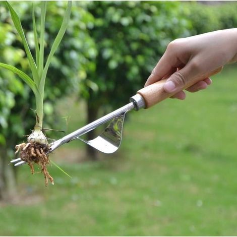 Pelle,Désherbeur de jardin multifonctionnel en acier inoxydable, manche en bois, coupe-désherbage manuel, outils d'extraction (1/5)