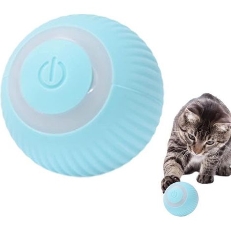 Jouet interactif - Chat - Balle auto-rotative - 360 degrés - Résistant à l'usure - Bleu clair