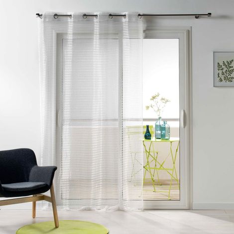 Rideau Voilage Maille "Cadria" 140x240cm Blanc (1/2)