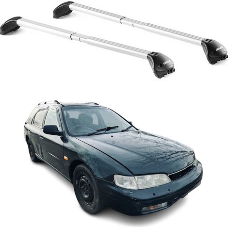 OMAC Barres de toit transversales certifiées TÜV pour Honda Accord Break 1994-2017 – Verrouillables (4 antivols) – Charge max 100 kg – Sangle inox + protection caoutchouc Argent (1/4)