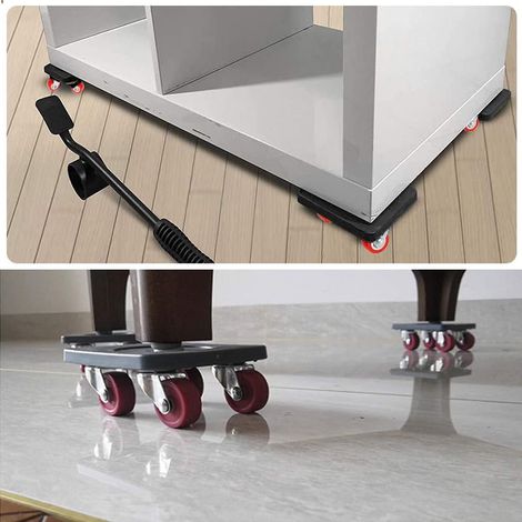 Kit Déménagement et Levage de Meubles, Patins Roulants avec Roulette Orientable 360°, Déplaceur de Charges Lourdes sans Effort, Support 800kg, Lot de 2 pour Transport Facile