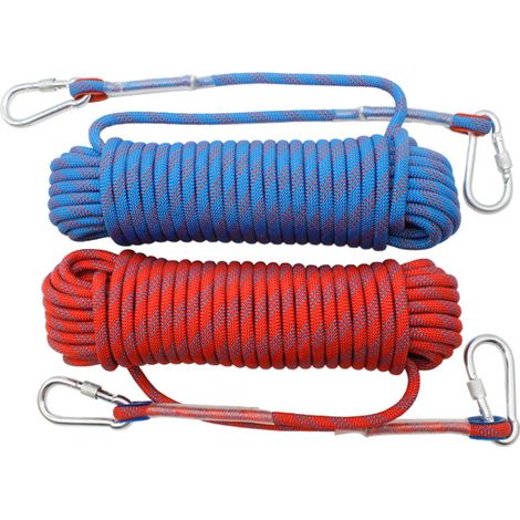 Corde polypropylène tressée 20 mètres mousqueton inclus, résistante aux UV, anti-humidité et anti-rouille, polyvalente pour pêche, escalade, camping, secours, trekking - Orange