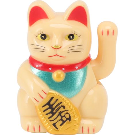Chat porte-bonheur chinois, décoration à bras agités, lampe solaire à induction, figurine pour la maison ou la voiture, assis droit, jaune