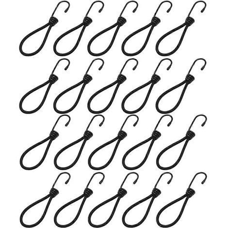 Corde élastique de tente de camping avec boucle de fixation, crochet pour corde élastique, accessoires pour auvent de camping, corde de traction noire (1/5)