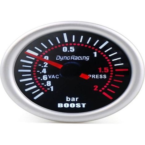 Irovami Compteur de turbocompresseur BAR de 52 mm (2 pouces), lunette de soleil argentée, instrument de voiture, instrument modifié (1/5)