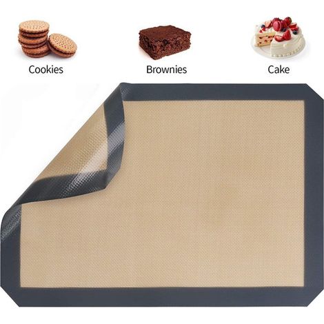 Tapis de cuisson - Tapis de cuisson - Tapis de cuisson résistant à la chaleur - Tapis de cuisson - Tapis de cuisson - 42 x 29,5 cm - Silicone - Gris foncé (1/5)