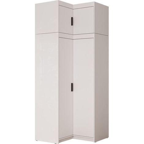 Armario de rincón Novduni 121, Blanco, 246x98x98cm, Puertas de armario: Con bisagras, Número de estantes: 0