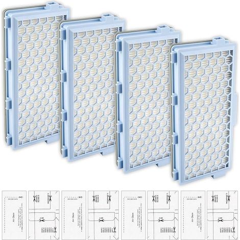 CYRILL – (8 pezzi) Filtri HEPA di ricambio Guard S1/ L1 per aspirapolvere Miele Guard S1/ L1, Compact C1 e C2, C2 e C3 completo S8340, 4 filtri HEPA + 4 filtri di estrazione Airclean e protezione del (1/5)