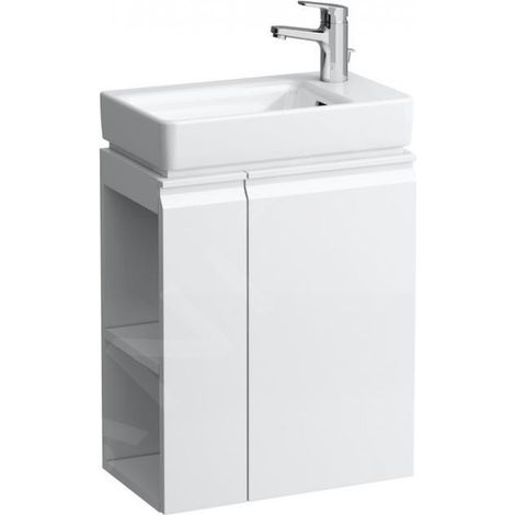 Laufen Pro S - Meuble pour lave-mains avec porte et étagère latérale à gauche, 47x28x61 cm, blanc mat H4830020954631 (1/4)