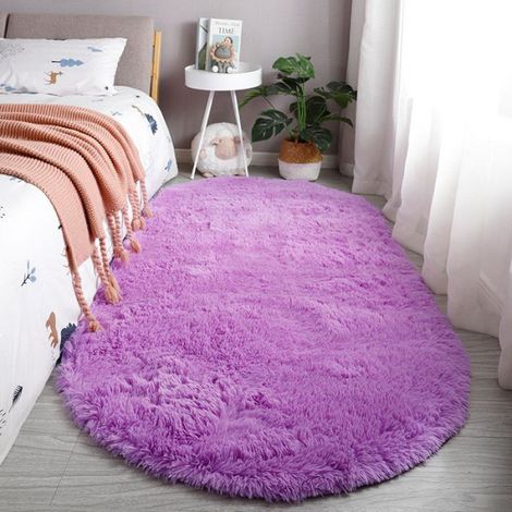 1 Tapis Ovale,Fibre de Polyester,Tie-Dye,Violet,80x160 cm,Salon Chambre (1/2)