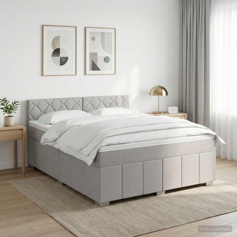 Lit boxspring avec matelas Gris clair 180 x 200 cm Tissu