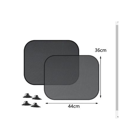 2 schwarze Sonnenschutzabdeckungen fürs Auto mit 4 Saugnäpfen für Kinder, Auto-Sonnenvorhänge, Auto-Sonnenfolie, 44 x 36 cm