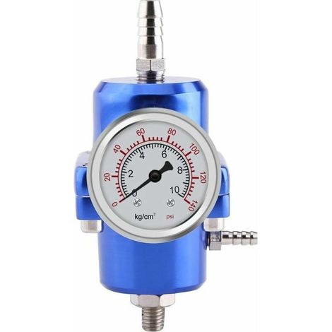 Regulateur De Pression De Carburant - Aluminium - Manometre 0-140 Psi - Re-glable - Pour Systeme D'injection Essence - 1 Unite (1/5)