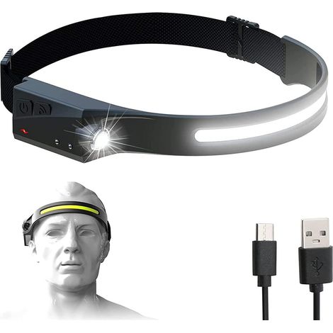 MINKUROW, Faro Para Senderismo, Faro Para Exteriores, Recargable, Luz Para Correr, Ciclismo, Luz Led Fuerte, Faro Delantero Con Sensor Nocturno Usb (1/5)