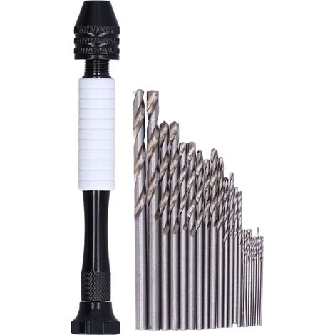 Perceuse à main 4-en-1 avec mandrin manuel, mini outil de perçage portatif, 25 forets en acier rapide HSS, kit de serrage pour bricolage (1/5)