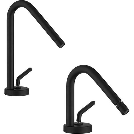 Coppia miscelatori nero opaco lavabo e bidet Jacuzzi Rubinetteria serie Lumos per piletta click clack (1/5)