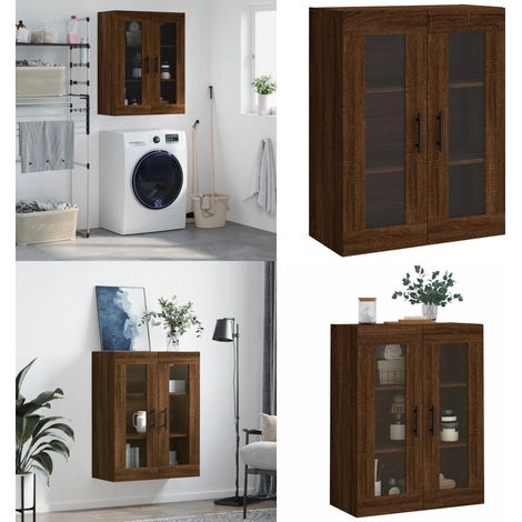 Wandschrank Braun Eichen-Optik 69,5x34x90 cm - Hängeschrank - Wandschrank - Regal - Aufbewahrung - Holzwerkstoff - Home & Living