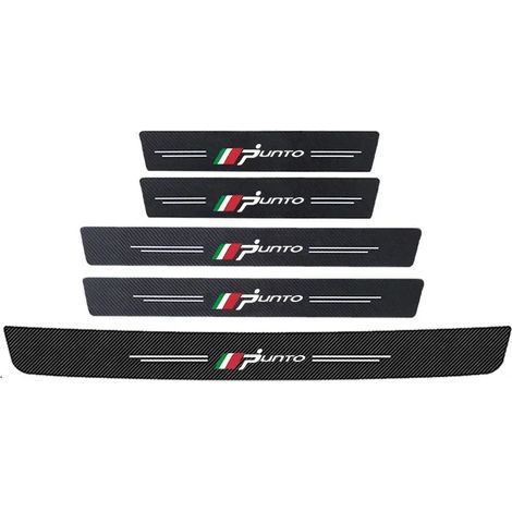 (5 pièces) Protections de seuil de porte avant et arrière pour Fiat Punto,avec logo et emblème en fibre de carbone,pour coffre et pare-chocs Autocollants de protection (1/3)