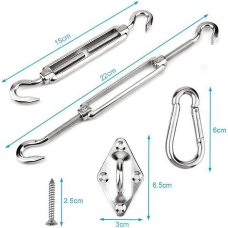 Kit de Fixation Voile d\'Ombrage Acier Inoxydable Kit Accessoires de Fixation de Matériel pour Voile d\'Ombrage Triangulaire (1/4)