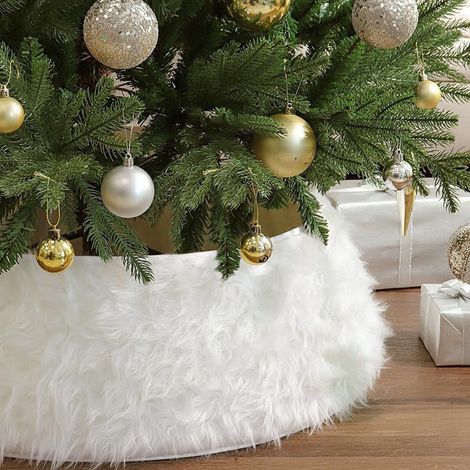Jupe Pour Arbre De Noël - Fourrure Synthétique Épaisse 120 Cm Diamètre - Ajustable Pour Pied D'Arbre - Décoration De Fête De Fin D'Année - 1 Pièce (1/5)