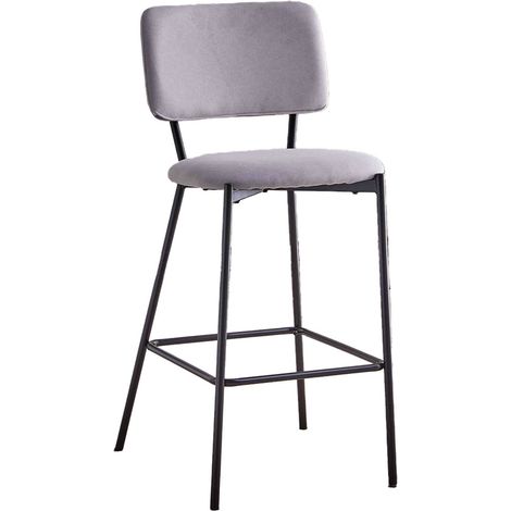 Home Heavenly® Taburete Alto Ned – Pack de 4 Taburetes Cocina Altos con Respaldo Curvado, Tapizado Antimanchas Gris Claro, Patas Color : Patas Negra (1/5)