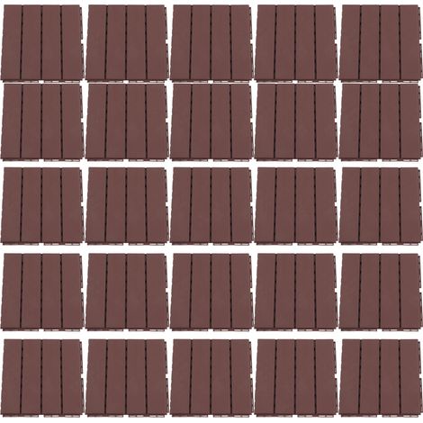 30 dalles de terrasse emboîtables antidérapantes, imperméables, en plastique couleur café, pour patio extérieur et jardin. (1/5)
