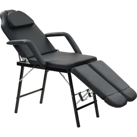 vidaXL Portable Facial Treatment Chair Faux Leather 185x78x76 cm Black
