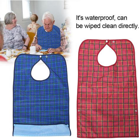 Bavoir Adulte Anti-Taches Lavable pour Repas - Protège-Vêtements Imperméable Bleu (1/5)