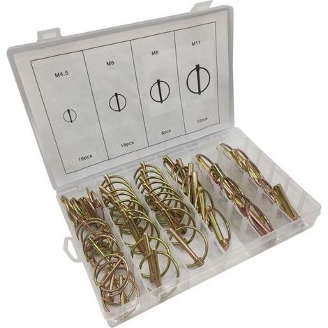 50 pièces Goupille de lynch avec anneau pour remorque de tracteur agricole,Assortiment de goupilles clips rond sécurité 4.5-6-8-11 mm Acier Galvanisé (1/5)