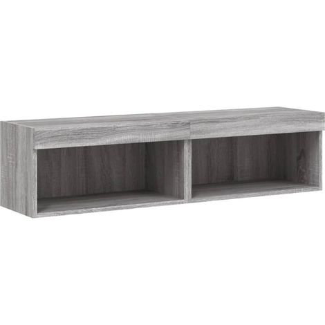 Mobile TV multimediale Mensola TV Credenza TV Sala da pranzo Soggiorno Camera da letto con luci LED 2 pezzi Sonoma 60 x 30 x 30 cm Grigio 020028884