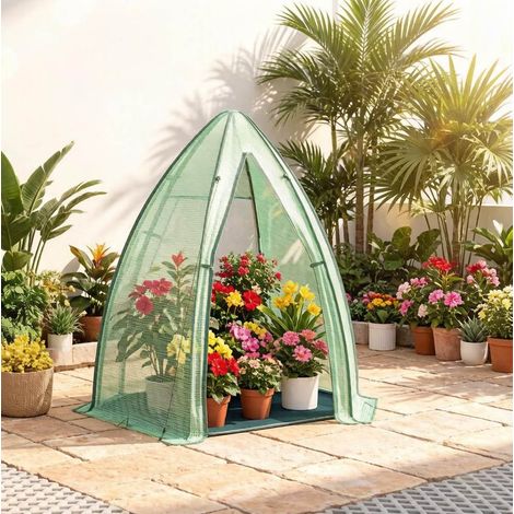 Invernadero de jardín 160x180x160 cm verde en polietileno y acero con base aislante (1/3)