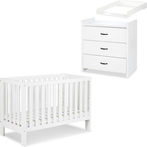 AMELIA II Ensemble bébé commode à langer et lit évolutif 120x60 Blanc Sans tiroir