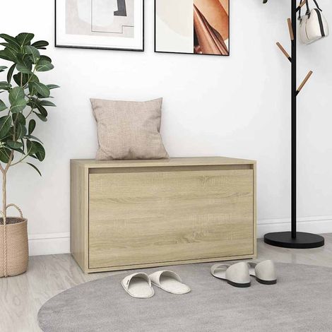 808669 vidaXL Hall Bench 80x40x45 cm Sonoma Oak Engineered Wood (1/5)
