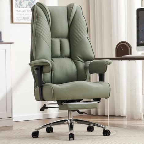 Bürostuhl Ergonomisch mit Hoher Rückenlehne und Verstellbaren Armlehnen PU Leder (1/5)
