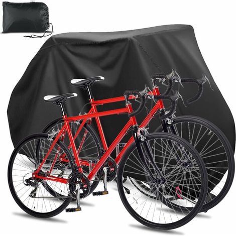 Fahrradabdeckung für den Außenbereich, wasserdichte Fahrradabdeckungen aus 210D-Oxford-Gewebe für 2 Fahrräder mit Schlosslöchern, Aufbewahrungstasche und Schnalle, winddicht für MTB-Rennräder im Freie (1/5)