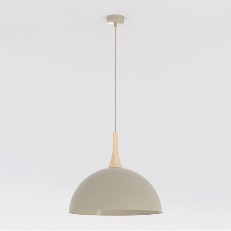 Lampada a sospensione Nautica in acciaio mokka e legno (1/5)