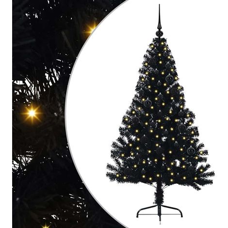 Árbol de Navidad Artificial Preiluminado Negro 150 cm PVC vidaXL (1/5)