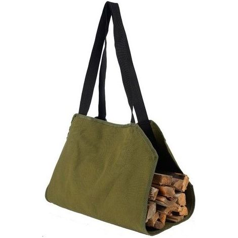 Sac à bûches - 100x50 cm - Toile résistante aux rayures - Poignées durables - Design à extrémités ouvertes - Pliable (1/5)