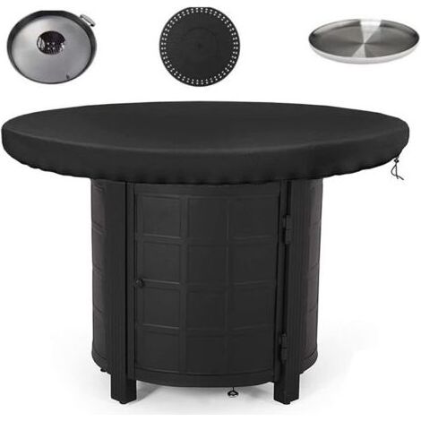 Housse Brasero Rond,100CM Housse de Protection pour Plaque de Feu,étanche à l'eau et à la Poussière Tissu Oxford 420D Résistance Aux UV Housse de Protection Barbecue (Noir) (1/5)