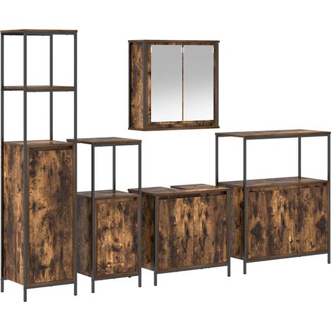 Maison Exclusive - Juego de muebles de baño con puerta 5 pcs Robl