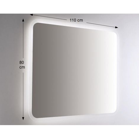Miroir mural rétroéclairé à LED 110x80 cm épaisseur 4 mm avec coins arrondis de 7 mm (1/2)